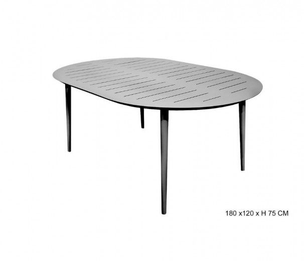 Table fixe légère ovale aluminium gris clair
