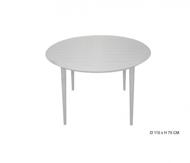 Table fixe et légère ronde aluminium gris clair Diam 110 cm