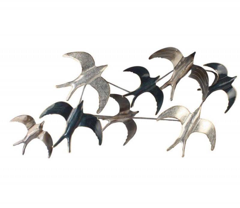 décoration murale - structure métal - envolée d'oiseaux mouettes noir et gris - Socadis - MD4968